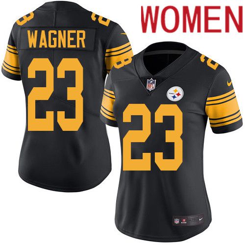 Women Pittsburgh Steelers 23 Mike Wagner Nike Black Vapor Limited Rush NFL Jersey